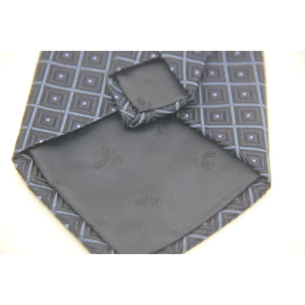 Brooks Brothers Makers Silk Tie Mens Blue Geometric Square USA Old Money Classic